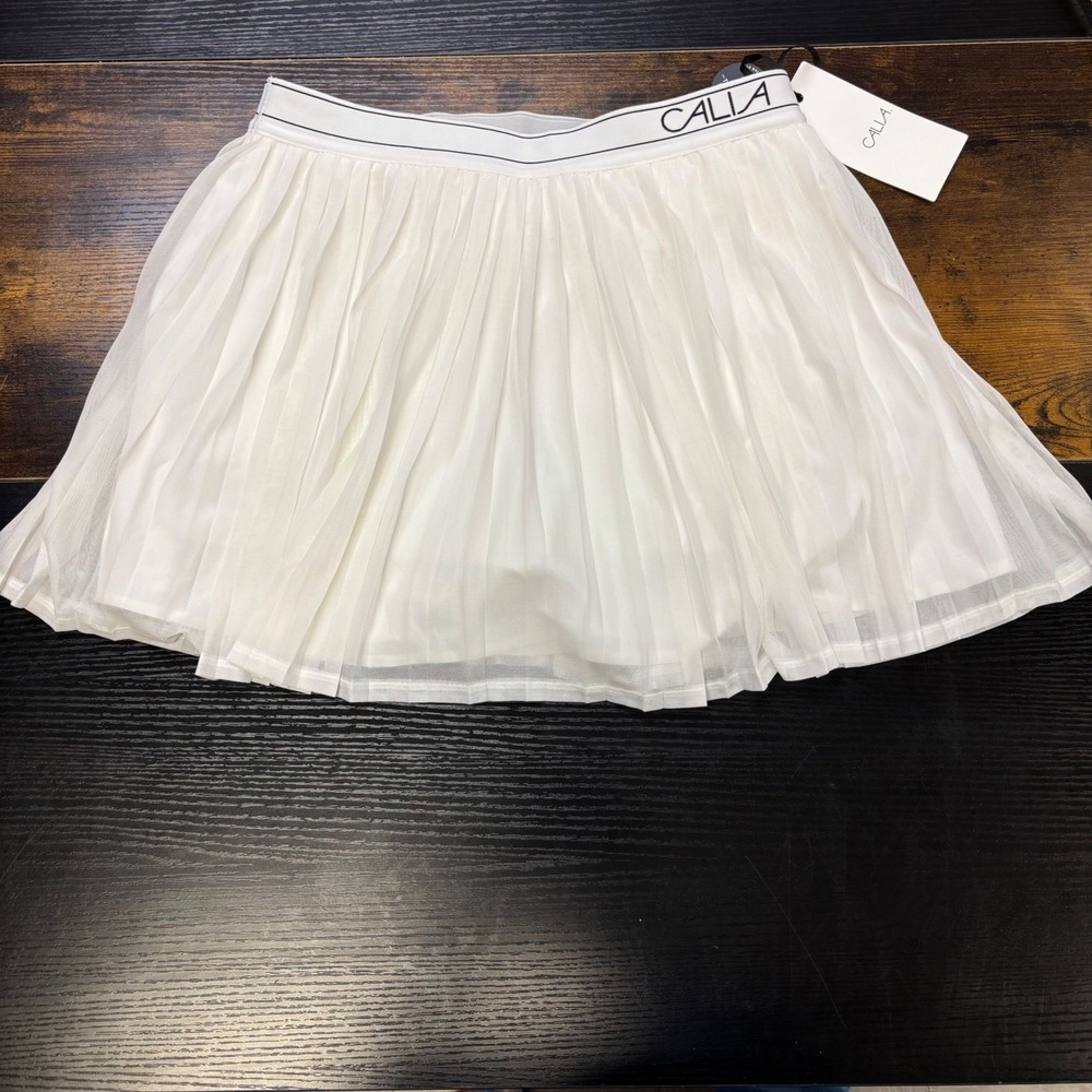 CALIA Court High-Rise Skort White Mesh Pleated Tennis Skirt Size Medium NEW